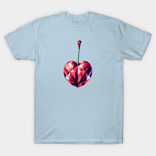 Geometric Cherry Delight: Vibrant Polygon Art T-Shirt